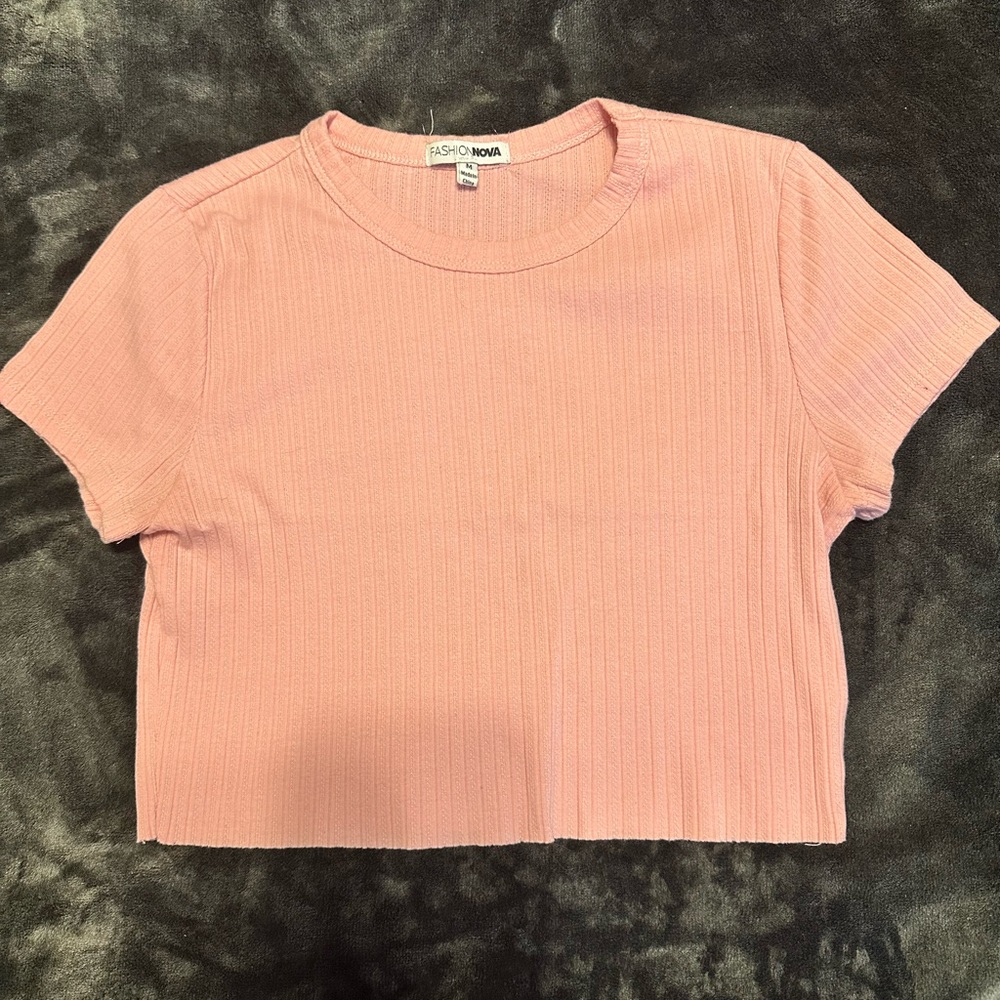 Fashion Nova Pink Ribbed crop top